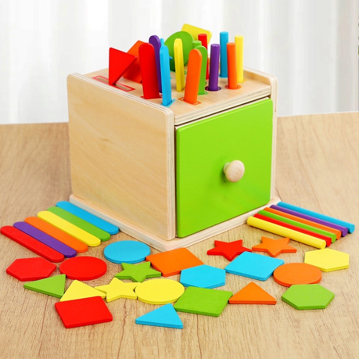 Montessori Wooden Coin Sorting Box – Color & Shape Matching Toy for Toddlers and Preschoolers